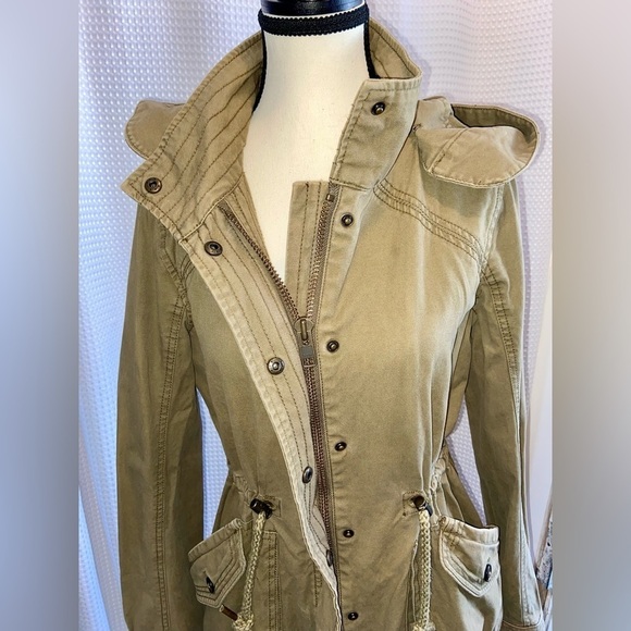 Women’s‎ Garage 100% cotton kaki hooded with pockets utility Jacket Sz small - Picture 4 of 16